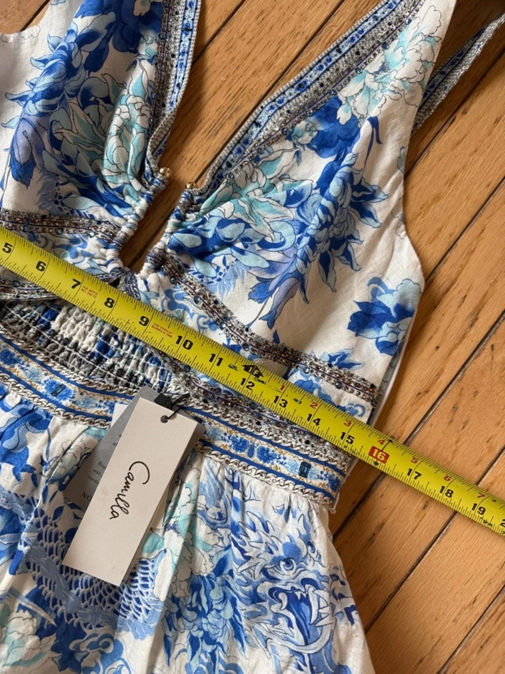 Camilla Blue🩵 and White Floral Cutout Mini Dress - Picture 12 of 12